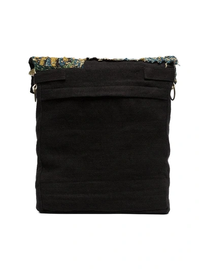 Shop By Walid Black Flemish Tapestry Cotton And Linen Messenger Bag
