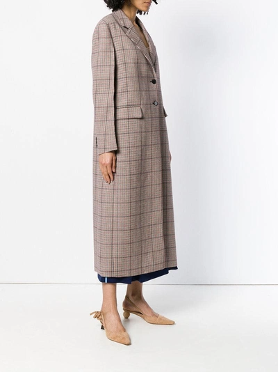 Shop Prada Check-print Long Coat - Blue