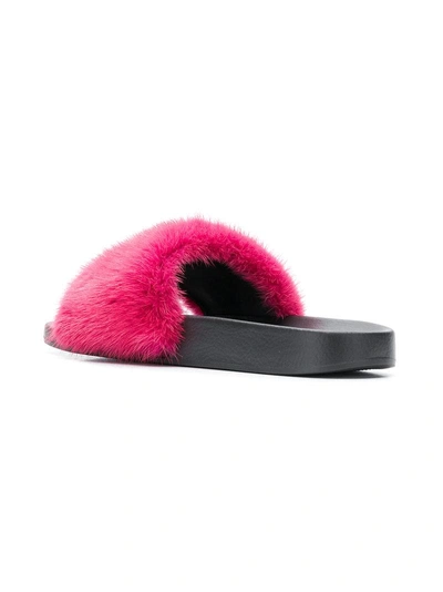 Shop Givenchy Classic Fur-trim Slides - Pink