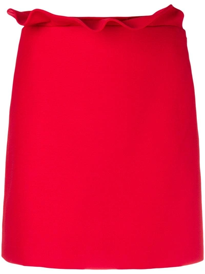 Valentino Ruffled Wool & Silk Mini Skirt In Red