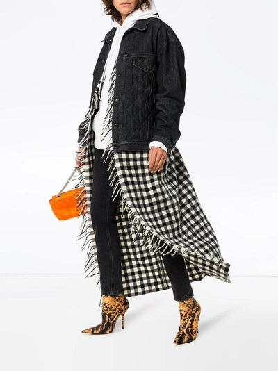 Shop Balenciaga Fringes Blanket Virgin Wool Denim Jacket In Black