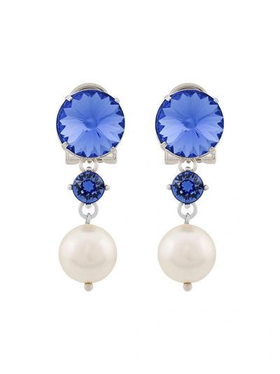 Shop Miu Miu Jewel Pearl Drop Earrings - Blue