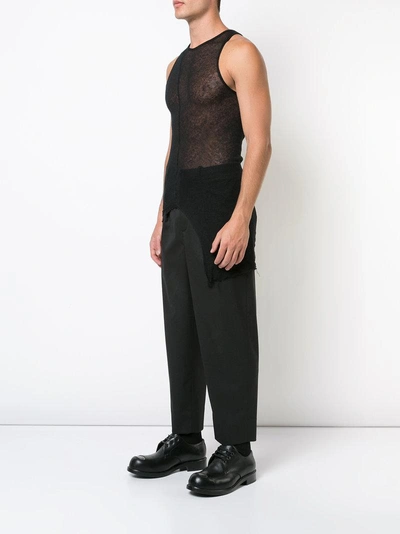 Shop Cedric Jacquemyn Distressed Sheer Vest Top - Black