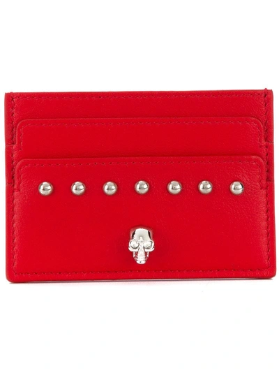 Shop Alexander Mcqueen Studded Skull Card Holder - Red