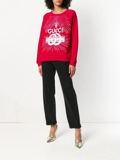Shop Gucci Print Sweatshirt - Red