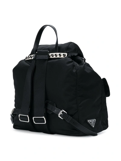 Shop Prada Studded Vela Backpack - Black