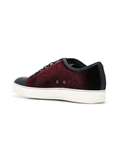 Lanvin Men's Velvet Cap-toe Low-top Sneakers In Red