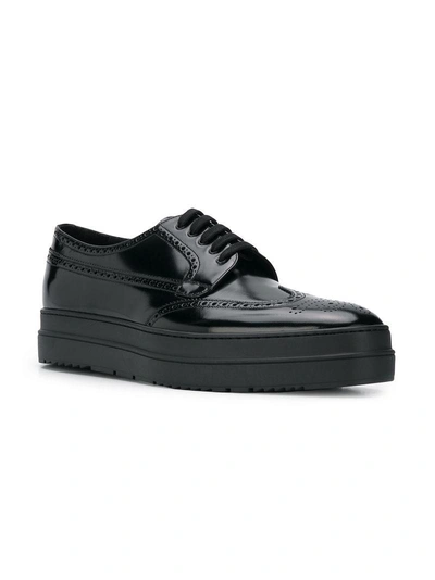 Shop Prada Platform Lace-up Shoes - Black