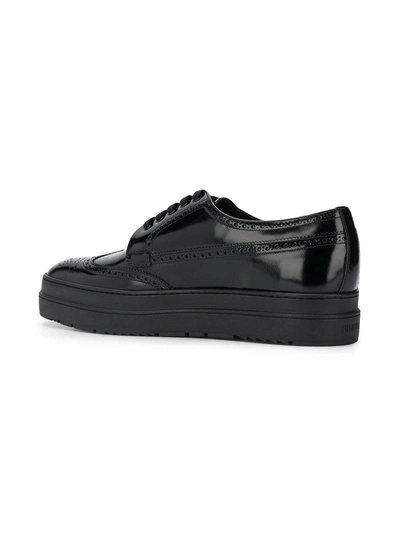 Shop Prada Platform Lace-up Shoes - Black