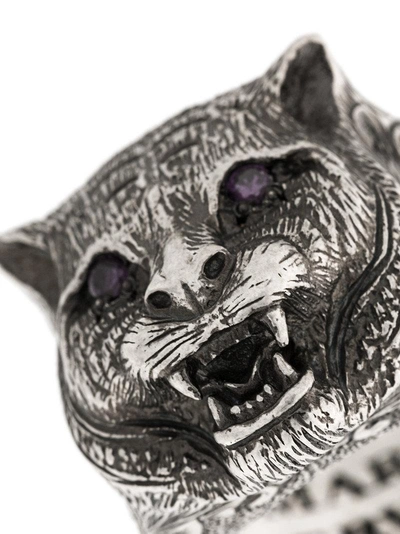 Shop Gucci Garden Feline Head Ring - Metallic