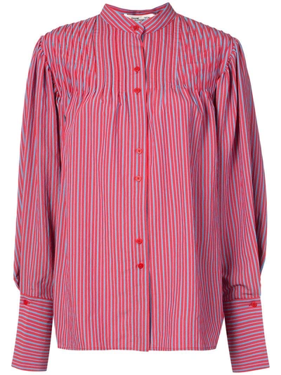 Shop Diane Von Furstenberg Dvf  Striped Band Collar Shirt - Multicolour