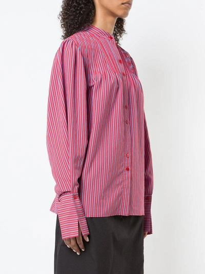 Shop Diane Von Furstenberg Dvf  Striped Band Collar Shirt - Multicolour