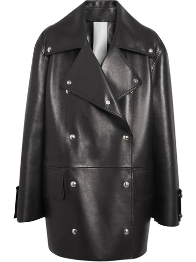 Shop Burberry Double-breasted Coat - Black