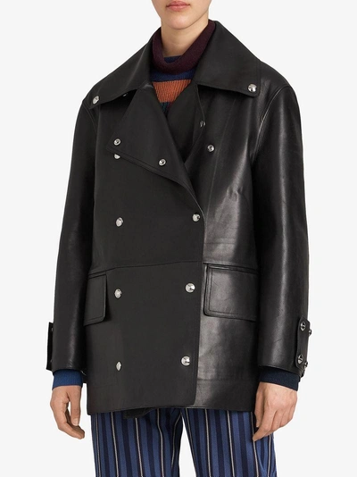 Shop Burberry Double-breasted Coat - Black