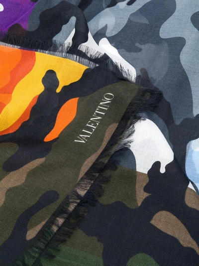 Shop Valentino Camouflage Scarf - Grey