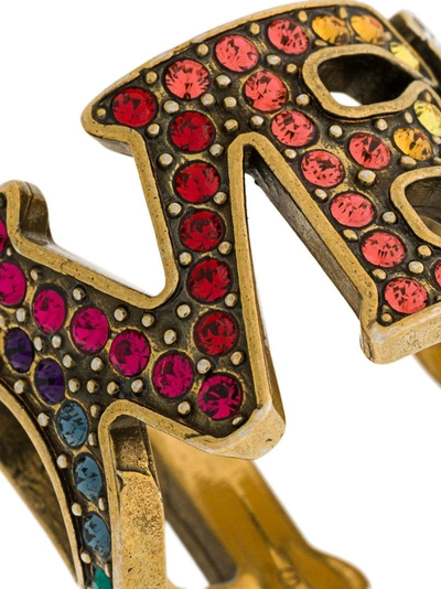 Shop Gucci Embellished Loved Ring - Metallic