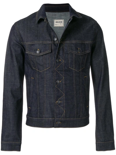 Shop Zadig & Voltaire Zadig&voltaire  X Evan Ross Base Brut Denim Jacket - Blue