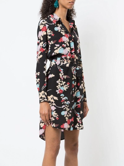 Shop Diane Von Furstenberg Dvf  Floral Shirt Dress - Black