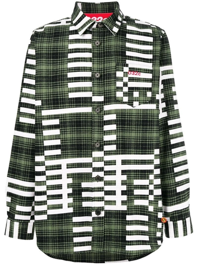 Shop 032c Wwb Flannel Shirt - Green