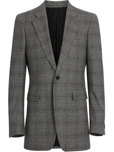 Shop Burberry Slim Fit Prince Of Wales Check Wool Tailored Jacket - Grey