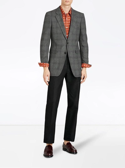 Shop Burberry Slim Fit Prince Of Wales Check Wool Tailored Jacket - Grey