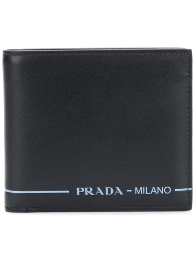Shop Prada Bi-fold Logo Wallet - Black