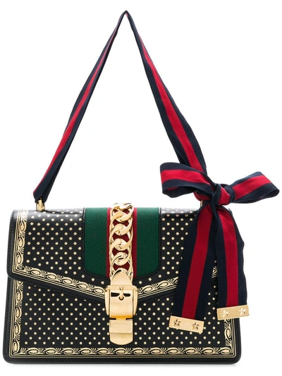 Shop Gucci Star Print Shoulder Bag - Black