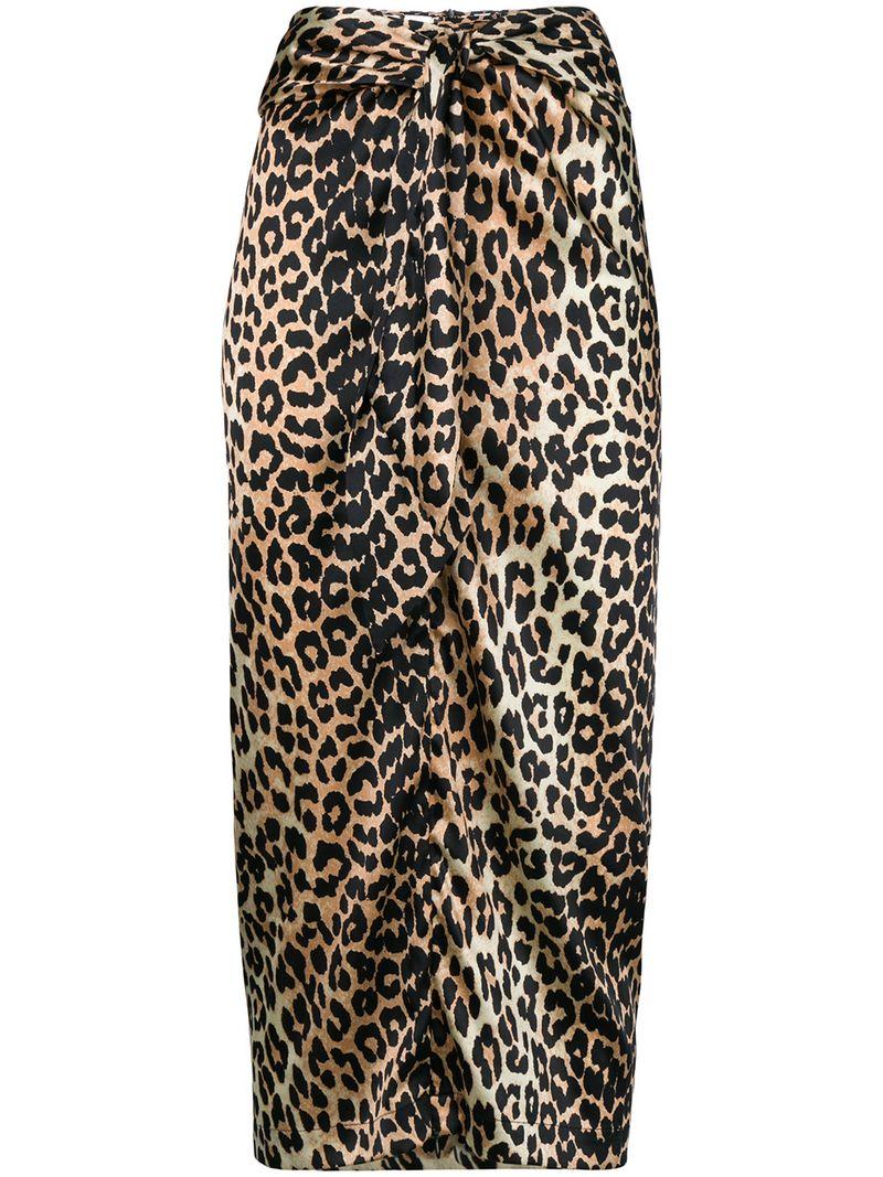ganni calla leopard skirt