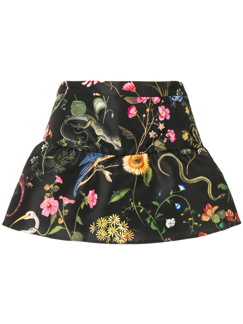 Red Valentino Floral Print Shorts In Black | ModeSens