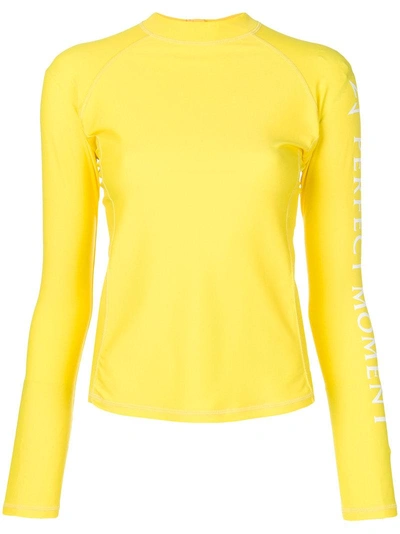 Shop Perfect Moment Logo Sleeve Rashguard In Yellow