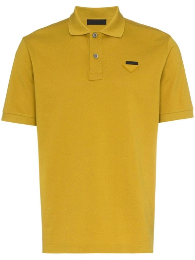 Shop Prada Mustard Yellow Polo Shirt