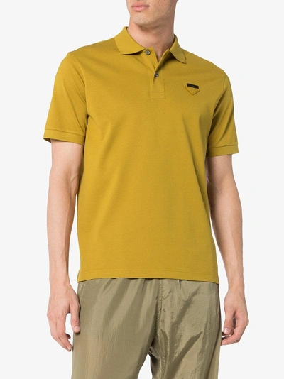 Shop Prada Mustard Yellow Polo Shirt