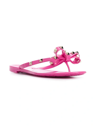 Shop Valentino Garavani Rockstud Flip Flops - Pink In Pink & Purple