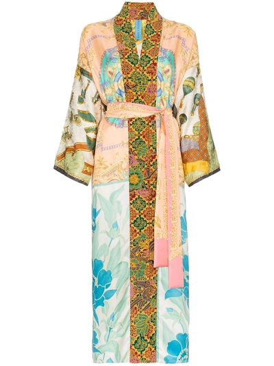 Shop Rianna + Nina Long Printed Silk Kimono Robe