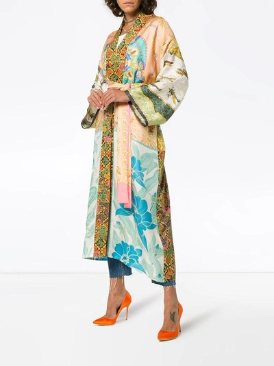 Shop Rianna + Nina Long Printed Silk Kimono Robe