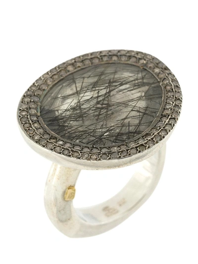 Shop Rosa Maria Black Rutilated Quartz And Diamond Ring - Metallic