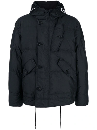 Shop Givenchy Embroidered Logo Padded Jacket In Black