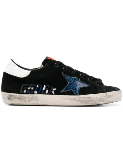 Shop Golden Goose Deluxe Brand Logo Embroidered Superstar Sneakers - Black