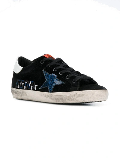 Shop Golden Goose Deluxe Brand Logo Embroidered Superstar Sneakers - Black