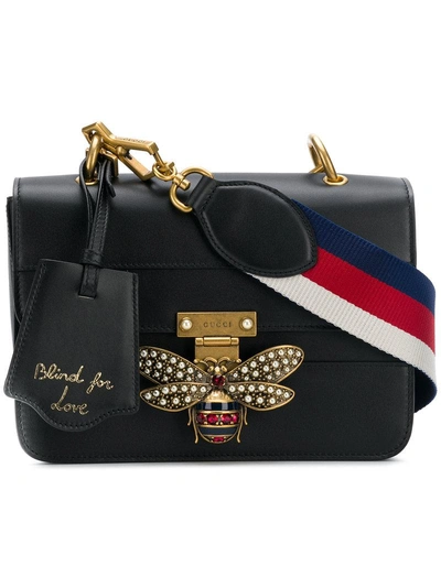 Shop Gucci Bee Logo Embellished Bag In Black