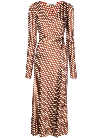Shop Diane Von Furstenberg Dvf  Baker Dot Wrap Dress - Brown