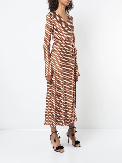 Shop Diane Von Furstenberg Dvf  Baker Dot Wrap Dress - Brown