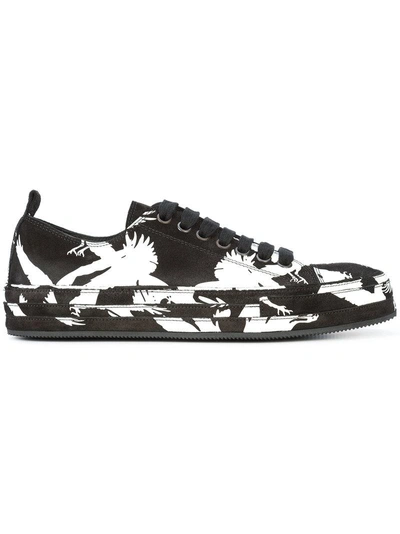 Shop Ann Demeulemeester Contrast Print Low-top Sneakers - Black