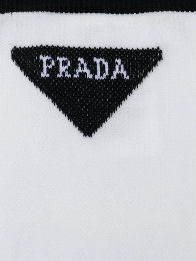Shop Prada Logo Stitched Socks - White
