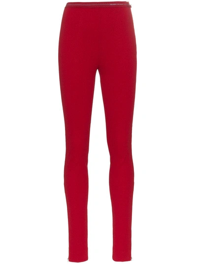 Shop Prada Logo Waistband Jersey Leggings - Red