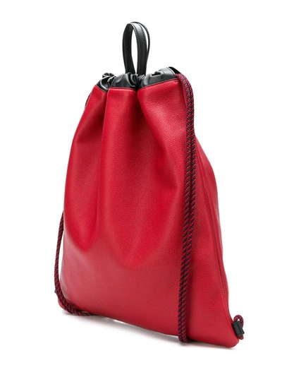 Shop Gucci Print Drawstring Backpack - Red