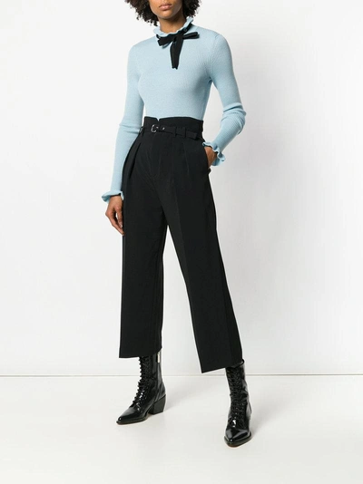 Shop Red Valentino Neck-tied Ribbed Sweater - Blue