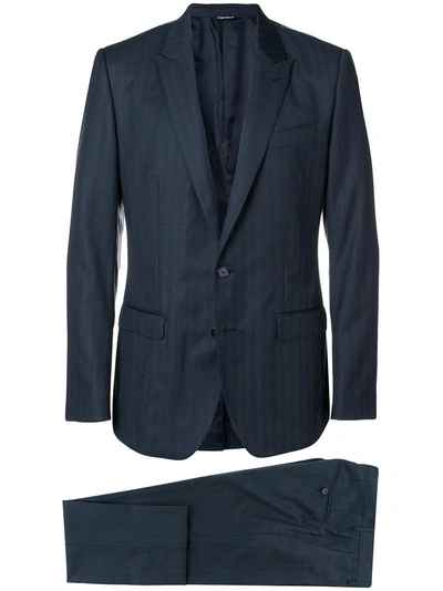 Shop Dolce & Gabbana Classic Striped Suit - Blue
