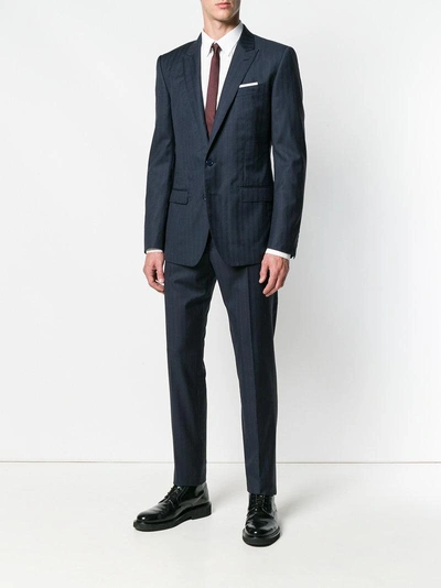 Shop Dolce & Gabbana Classic Striped Suit - Blue