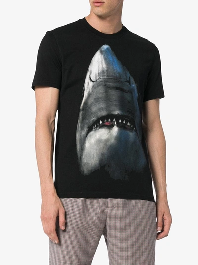 Givenchy Shark Print Cotton Short Sleeve T Shirt In Black